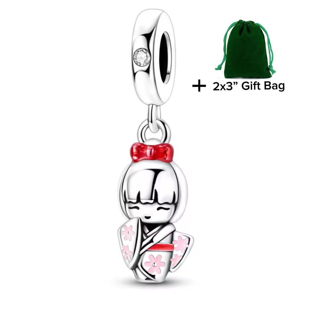 Cute Japanese Doll Dangle Charm | 925 Silver | Brand New